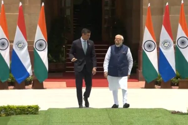 PM Modi Meets Paraguayan President Santiago Peña at Hyderabad House in Delhi